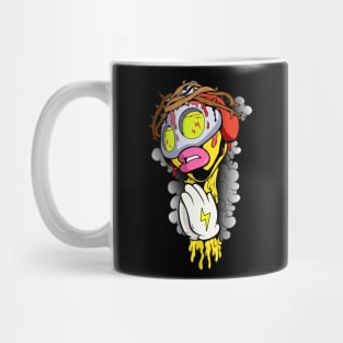 Dope Slluks character posing jesus praying gesture illustration Mug